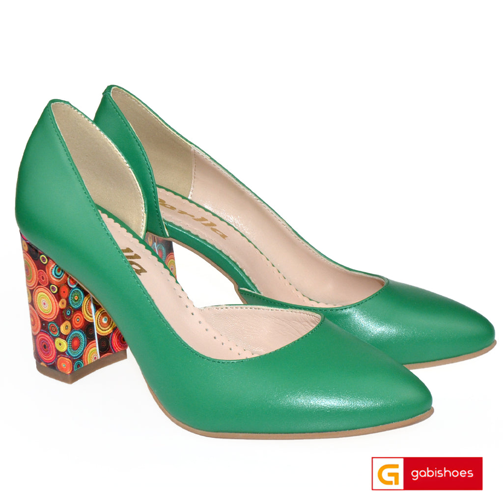 Pantofi Office Dama Piele Naturala Verde Lorena 685-5