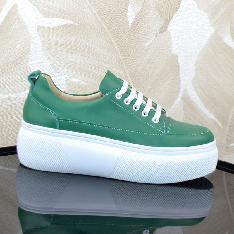 Sneakers Piele Naturala Verde Lorena 1064