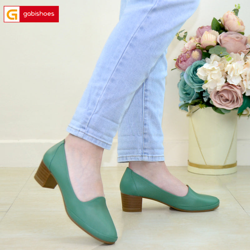 Pantofi Piele Naturala Verde Gabriela 290