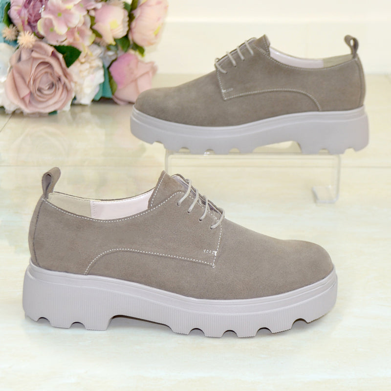 Pantofi Casual Piele Naturala Taupe Sabina 785-8