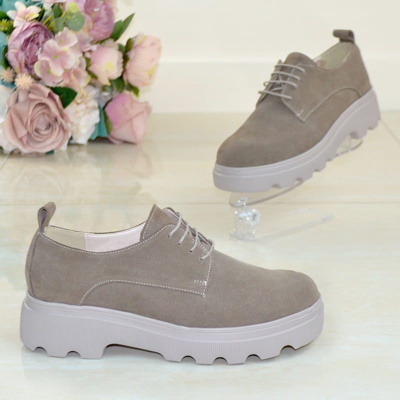 Pantofi Casual Piele Naturala Taupe Sabina 785-8